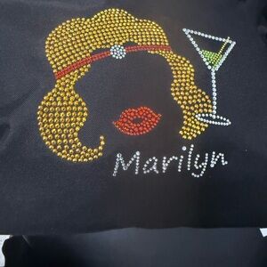 Black two strap handle canvas bag with sequin embellishments